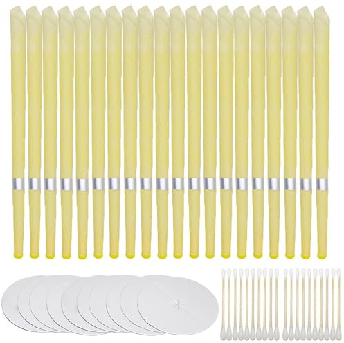 JOOTUEPO Velas de Oreja, 20 Piezas Velas para Limpiar los Oídos, Limpiador de oídos Cera, Kit de Vela de Oreja para Eliminar la Cera de Oreja con Cera de Abejas Orgánica Natural