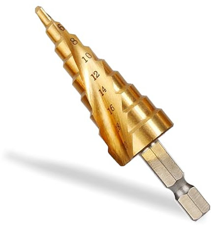 HSS Kegelbohrer, Ø 4-20mm Spiralnut Stufenbohrer, Schälbohrer, Spiralnut Kegelbohrer für Metall, Edelstahl, Kunststoff, Holz