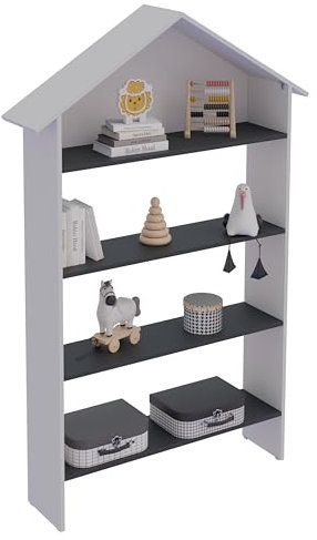 VCM Holzregal stehend | platzsparendes Kinder Regal | Maße: H. 160 x B. 103 x T. 23 cm | Aufbewahrungsregal | Bücherregal | Standregal - Malusa