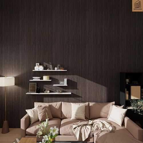 MEILLEVIE 3D selbstklebende Wandpaneele Holzoptik 300x40 cm wasserfeste Klebefolie für Kueche Badezimmer Wohnzimmer DIY Renovierung Mietwohnung einfach montierbar (bräunlichgrau YCC92)