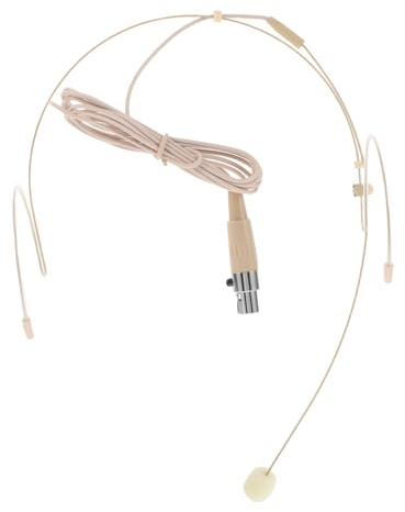 UPKOCH Omnidirektionales Ohrbügelmikrofon mit Zwei Ohr Haken, Beige | Kondensator Design, 3-poliger Stecker, für Tourguides und Präsentationen, Klare Sprachübertragung