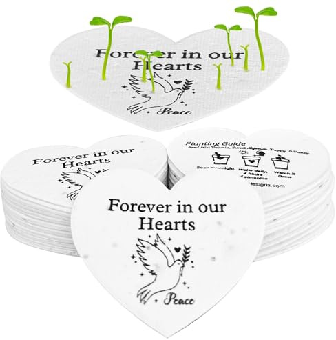 50 Plantable Seed Paper Funeral Favors for Guests - Handmade Seed Cards with Wildflower Seeds for Celebration of Life Events , Memorial Gifts, and Sympathy Cards -2.5 inch x 2 inch