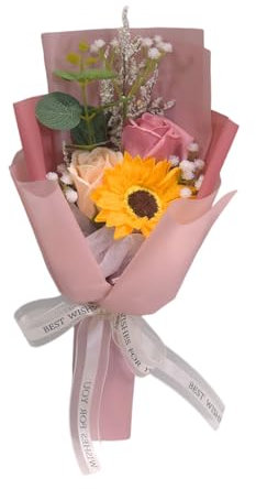 Bouquet di fiori artificiali, bouquet di petali di sapone, bouquet di rose artificiali per insegnanti e studenti