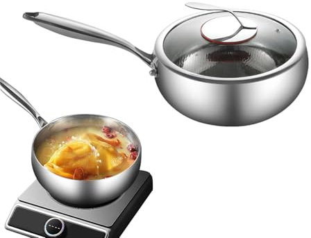 Jvjggag Padella wok, padella profonda, rivestimento in titanio, riscaldamento rapido, antiruggine, uso commerciale domestico, campeggio, 24-28 cm, 1 pezzo, manico singolo da 24 cm con coperchio