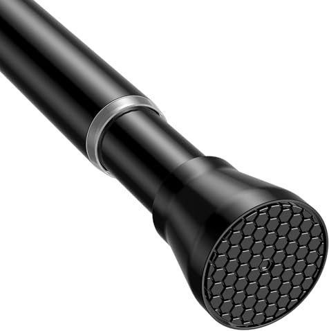 ZipGlo Duschvorhangstange 75-165cm Ausziehbar Duschvorhangstange für Badezimmer, Fenster, Kleiderschrank, ohne Bohren, Schwarz 1Stück,Ø 22mm