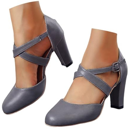 Scarpe alte da donna eleganti, con tacco alto a blocco, scarpe da festa, eleganti da infilare, con cinturini, tacco alto, scarpe con tacco alto, ballerina