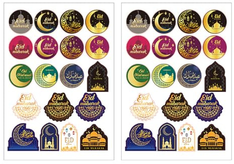 38 Stück Ramadans Aufkleber Eid Mubaraks Etiketten Dekorative Selbstklebende Etiketten Für Wasserflaschen Computer