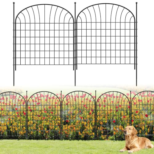 Clôture de Jardin en Métal - (81 cm H x 71 cm W 5 Panneaux Longueur 3,5 m) Décorative Clôture pour Jardin Barrière Lot de 5 Panneaux Extérieurs Gazon Parterre, Noir