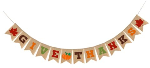 SHINEOFI Thanksgiving Party Banner Ahornblatt Hängeflagge aus Leinen für Herbst Deko Küche Kamin Haustür
