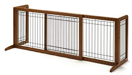 Richell Wood Freestanding Pet Gate, Large, Autumn Matte Finish