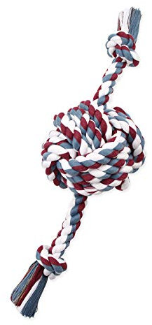 Mammoth Pet Products Flossy Chews Colossal 25-Inch Color Monkey Fist Ball with Rope Ends, Assorted Colors, Multicolor (20166F)