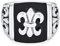 Bling Jewelry Personnalisez La Bague Sigillaire Carrée Fleur De Lis En Acier Inoxydable Ton Argent Avec Une Imitation De Pierre D'Onyx Noir Pour Hommes