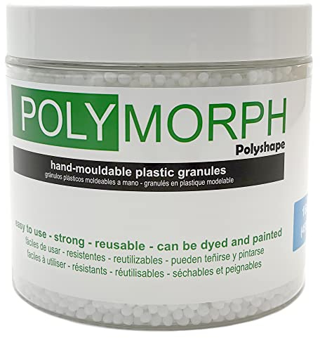 Polyshape Polymorph - formbare Plastikgranulate für Selbermachen, Zahnprothesen, Spezialeffekte - 500g Dose.