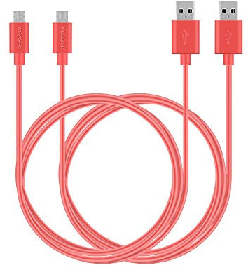MaGeek [Pack of 2pcs] 6ft / 1.8m Premium Extra Long Micro USB to USB Cable High Speed USB 2.0 A Male to Micro B for Samsung, HTC, Sony, Motorola, LG, Google, Nokia and More(Pink)