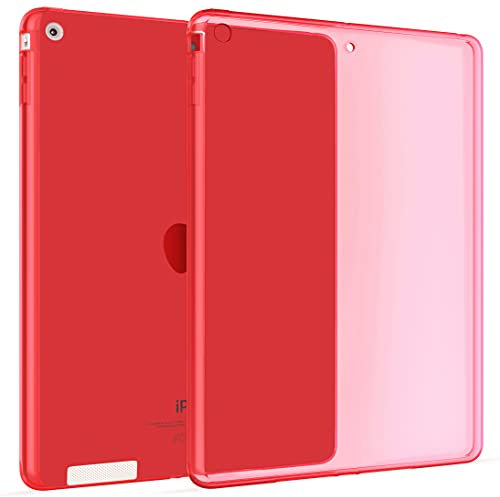 Okuli Trasparente Silicone Protettiva Gomma Caso Custodia per Apple iPad 2, 3 & 4 in Rosso