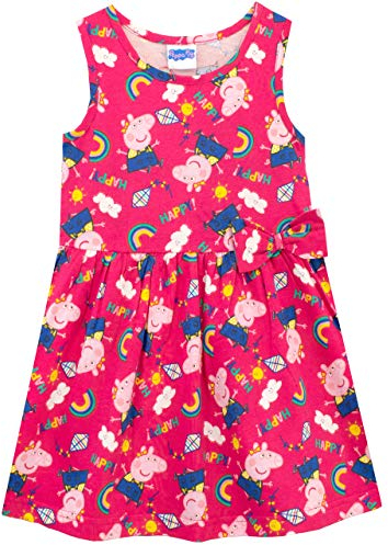 Peppa Wutz Kleid Mädchen | Regenbogen Sommerkleid Mädchen | Kurzarm Kleider Für Kinder 104