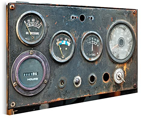 islandburner Tableau sur Toile Ancien Compteur Industriel jauges Compteur Industriel Cadre Affiche Poster Murale Tableaux