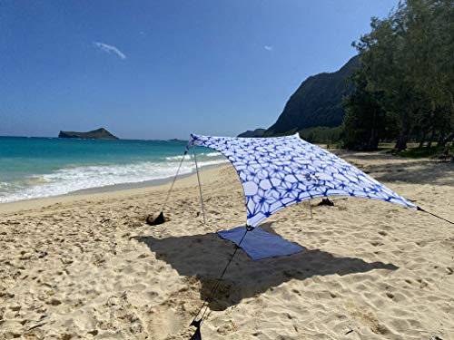 Neso Strandzelt mit Sandanker, tragbares Sonnendach - 2,1m x 2,1m – Patentierte mit verstärkten Ecken zur Stabilisierung (Shibori Tie Dye)