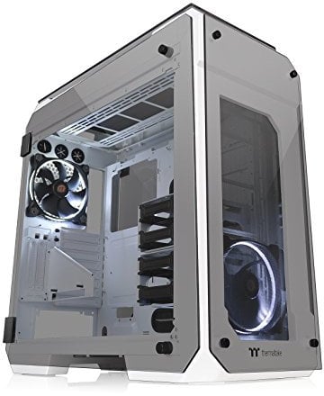 Thermaltake View 71 Snow 4-Sided Tempered Glass Vertical GPU Modular SPCC E-ATX Gaming Full Tower Computer Case Chassis 3-Way Radiator View with 2 White LED Riing Fan Pre-Installed CA-1I7-00F6WN-00