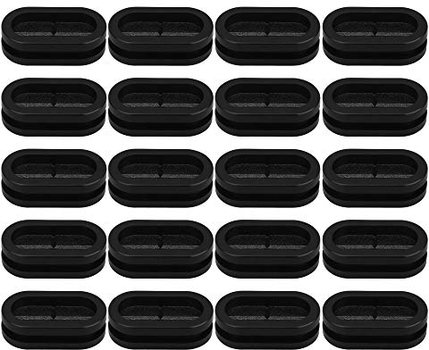 Yibuy 20 x Kabeldurchführungen, Gummi, oval, geschlossen, Blindstopfen, 12 x 26 mm
