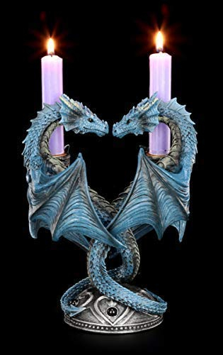 Anne Stokes Fantasy Kerzenhalter Drachen Herz mit Drachenköpfen - Dragon Heart by Deko-Artilkel, handbemalt
