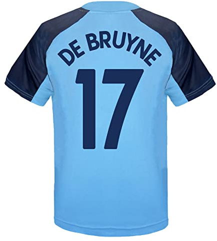 MANCHESTER CITY FC Boys De Bruyne 17 Poly T-Shirt Sky Blue 6-7 Years
