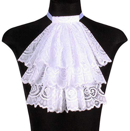 Thetru Kostüm Zubehör Jabot Kragen Brokat weiß Karneval Fasching