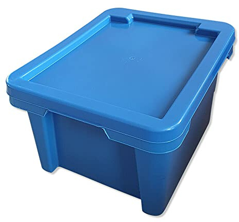 Generisch kanister-vertrieb® 5er-Set Aufbewahrungsbox Spielzeugkiste Kunststoffbox Box mit Deckel stapelbar, für Lebensmittel, PP-Kunststoff, 20 L, 43x35x23 cm (blau)