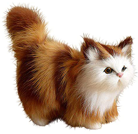 Uposao Katze Kuscheltier für Kinder,12 x 6 x 12 cm Simulation Katze Plüschtier Weiche Plüsch Kreative Lebensechte Katze Kuschelpuppe Spielzeug für Kinder Haustier Katze Tierdekoration,Braun