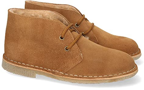62700-Botin Desert Boots Mujer y Caballero de Piel Serraje y Borreguillo, Suela de Crepe Antideslizante Confortables, con Cierre de Cordones.. Talla 43 Camel