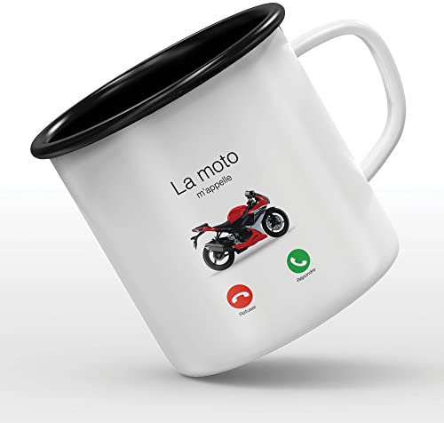 MUG tasse émaillée au motif Moto m'appelle