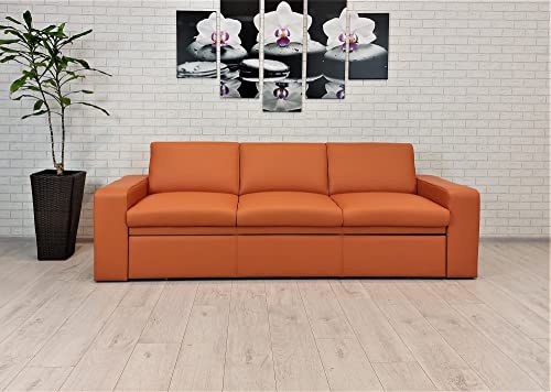 Quattro Meble Italienisches Echtleder 3 Sitzer Sofa Atlanta FS mit Schlaffunktion Ledersofa Couch Echt Leder Farbauswahl !!! (Breite 200 cm)