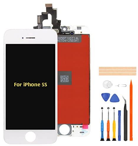 Ersatz für iPhone 5S/SE 2016 (nicht für SE 2020/2022) 4 Zoll LCD-Display Touchscreen Glas Digitizer (Modell A1533, A1530, A1528, A1518, A1457, A1453) Montage mit Reparatur Werkzeugsets (Weiß)