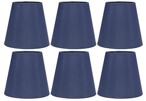 Cyrank 6 Stück Dunkelblau Lampenschirm Klein, Lampenschirm E14, Stoff Lampenschirme, Lampenschirm Aufstecken, Moderner Lampenschirm Für Hängelampen, Pendelleuchte, Tisch, Boden, Wandlampen