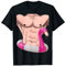 Fake Man Muskeln im Flamingo Schwimmring Lustige Poolparty T-Shirt