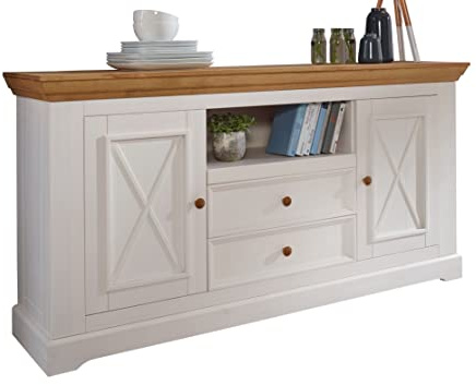Woodroom Sideboard Oslo in Kiefer massiv weiß (BxHxT 169x88x42 cm), Kommode, Anrichte