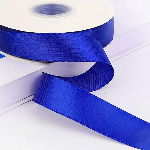 GAKA FAVOR Satinband Marineblau 25mm, 90 Meters Dekoration Geschenkband blau breit Schleifenband Bänder, Stoffband für Hochzeit, Taufe und Geburtstag Geschenke(1 Rollen)