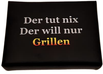 BierEx Bierkisten Sitzkissen Der TUT nix, der Will nur Grillen aus Kunstleder - Kissen für Getränkekisten - schwarz (Der TUT nix, der Will nur Grillen)