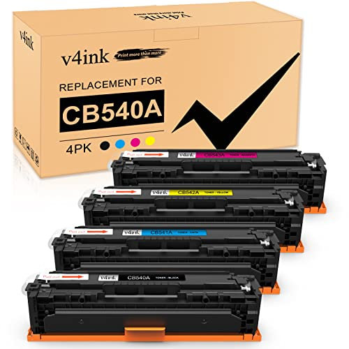 v4ink CB540A 125A wiederaufbereitete Tonerkartuschen, kompatibel für HP 125A CB540A CB541A CB542A CB543A zur Verwendung mit HP Color Laserjet CM1312 CP1215 CP1514 CP1515 CP1518 CM1312 MFP