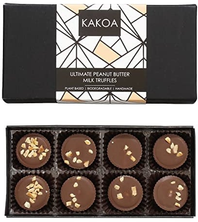 KAKOA Vegan Peanut Butter Chocolate Box - 8 Vegan Milk Chocs | Peanut Butter | Plant Based Luxury Chocolates For Special Occasions | Gifts for Vegans, Vegetarian, Dairy Free Diets