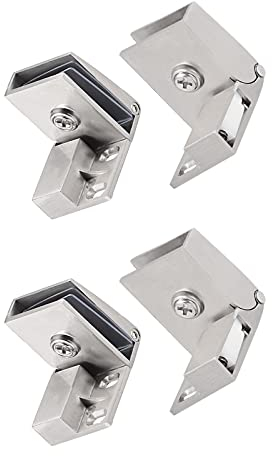 METALLIXITY Glas Tür Scharnier (3mm-5mm Glas Dicke) 2Paar Glas Scharnier Klammern - für Wein Kabinett Vitrine Bad Tor