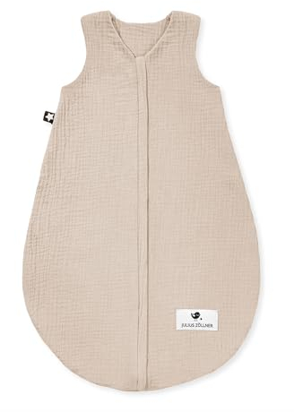 Julius Zöllner Sommerschlafsack Musselin 0,5 TOG Gr. 50/56 | 100% Baumwollmusselin | Oeko-TEX Standard 100 | sand