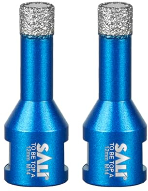Diamant Trockenbohrer Fliesenbohrer 12mm 2 Stücke M14 Gewinde Diamantbohrer Glasbohrer Set Lochsäge für Keramik, Granit, Porzellan, Fliesen, Feinsteinzeug, Mauerwerk, Marmor, für Winkelschleifer