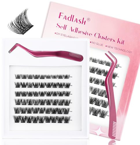 FADLASH Kit Ciglia Finte Pressione Ciglia Autoadesive, Senza Colla, 54pcs Ciglia+Pinzette(Z5)