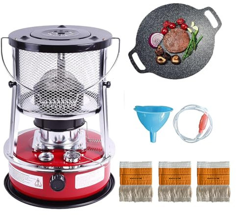Kerosene Heater Indoor/Outdoor with BBQ Grill, 10000 BTU Portable Non Electric Heater, Camping Kerosene Stove for Heating, Cooking, Camping (Liftable)