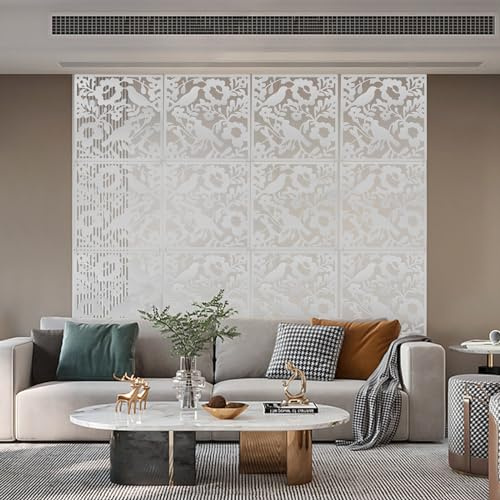 Hängender Raum-Teiler,hängender Raumteiler Trennwände zum Aufhängen 12-Pcs-Panel-Bildschirm für Raum/Hotel-Dekoration, Dekorative Wand-Schirm-Platte (weiß)