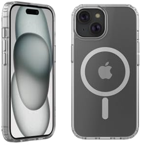 Belkin SheerForce MagSafe Compatible Phone Case for iPhone 15 Plus with Treated Coating, Cover with Built-In Magnets, Clear iPhone 15 Plus Case with Raised Edge Bumper for Screen & Camera Protection