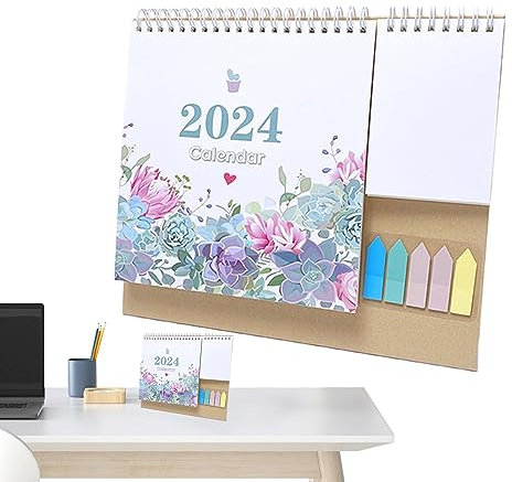 DISPRA Calendario de escritorio multifuncional – Pequeño calendario de escritorio creativo de colores vivos 2024 | Calendario de mesa, calendario de nevera para el hogar, la cocina y el lugar de