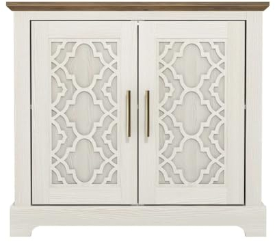 Galano Enfield 2 Door Sideboard – Storage Cabinet and Organizer – Freestanding Display Cupboard Console for Living Room, Entryway, Hallway, Kitchen (Cream Oak)