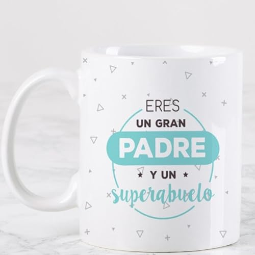 Wanapix | Taza Personalizada Día del Padre | Taza Orginal para Regalar a Papa | Tazas Graciosas | Apto Microondas y Lavavajillas | Super Abuelo